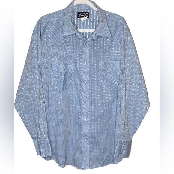 Wrangler Men’s Sz 2XL Pearl Collared 3 Snap Cuff Pearl Snapped Button Down Shirt - Picture 1 of 6